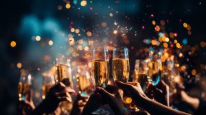 Toast of drinks during Christmas.