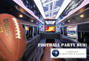 an interior of a Football Party Bus at CLC Worldwide